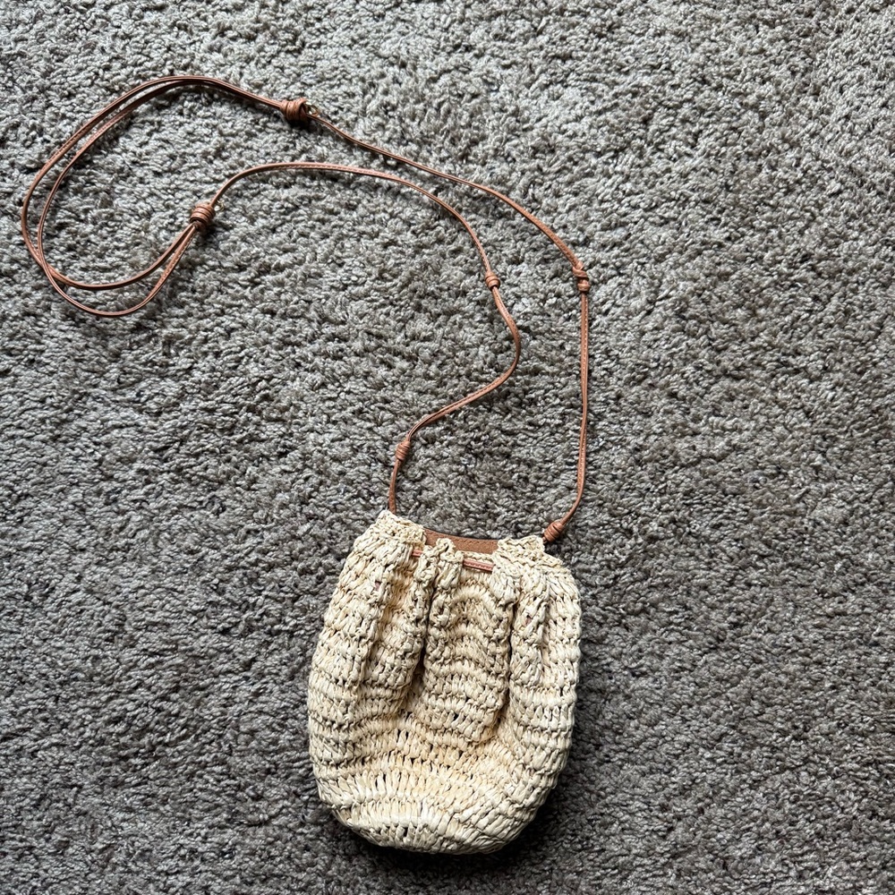Ulla Johnson Woven Crossbody Bag Cream and Tan
